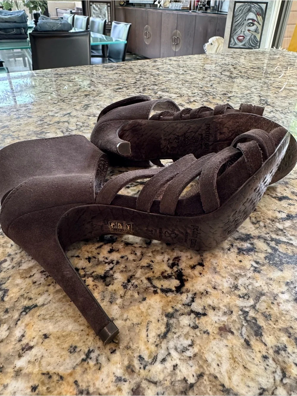 Pedro Garcia Dark Brown Suede Strappy Ankle Cuff Heels IT 37| US 7 - Picture 4 of 4